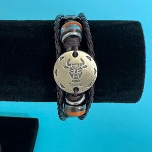 3/$16 TAURUS - Casual Leather Zodiac Astrology Signs Bracelet